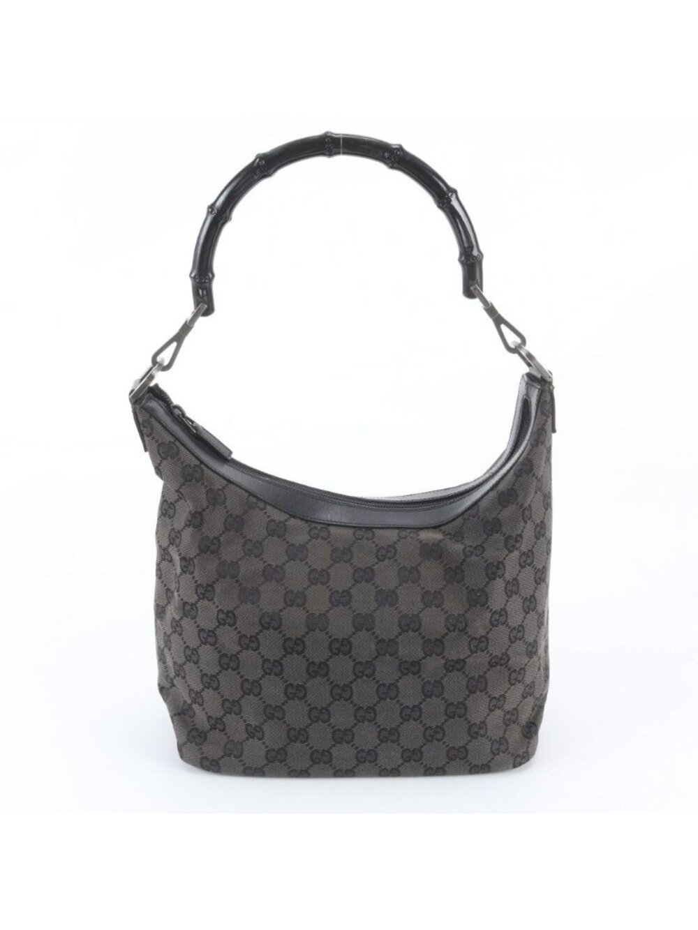 Gucci Bamboo GG Canvas Leather Shoulder Bag
